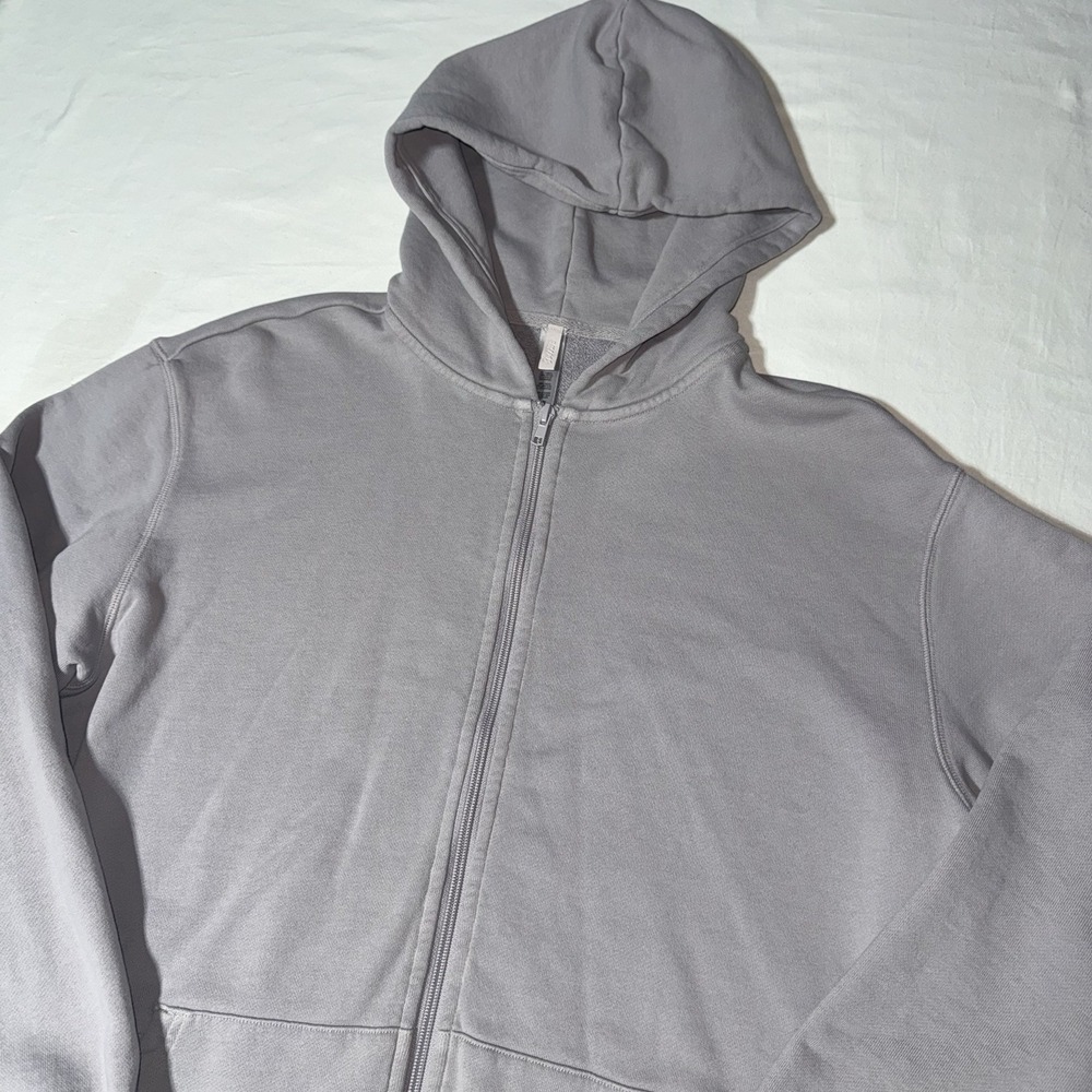 Skims Hoodie Womens Med Lavender Cotton Fleece Classic Full Zip‎ Loungewear EUC
